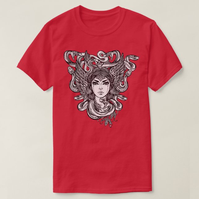 Medusa Snake Frau mit Schlangen fürs Haar  T-Shirt (Design vorne)
