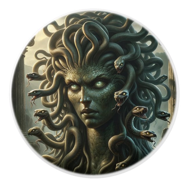 Medusa Stare of Death Head of Snakes Keramikknauf (Vorderseite)