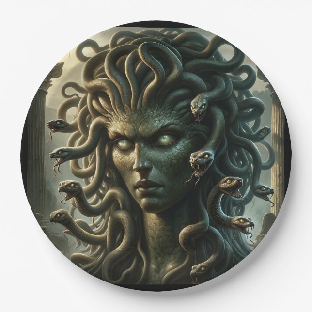 Medusa Stare of Death Head of Snakes Pappteller (Vorderseite)