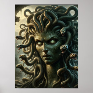 Medusa Starren des Todes Kopf der Schlangen Poster