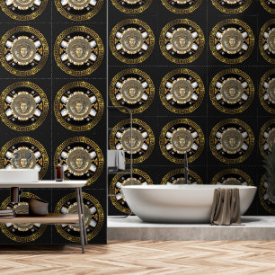 Medusa und griechischer Mäander-Schlüssel Designer Tapete