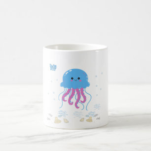 Méduse bleue avec tentacules roses Café Mug