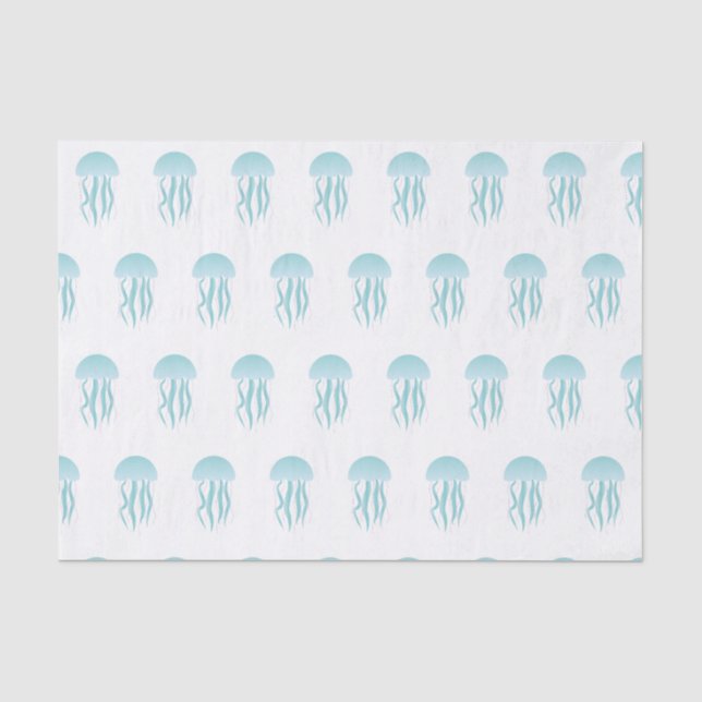 Méduses bleues - papier de soie de soie (Recto)