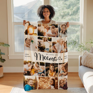 Meema Wir Liebe Sie Hearts Modern Foto Collage Fleecedecke