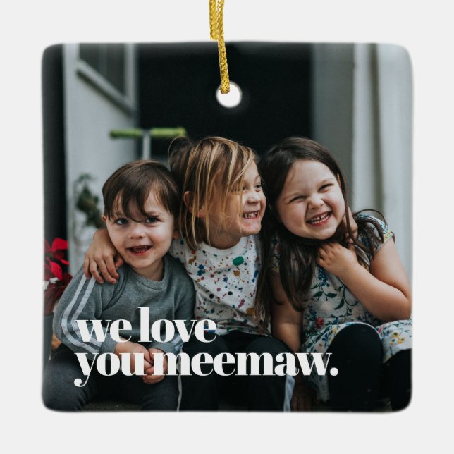 Meemaw Foto Weihnachtsbaum Keramikornament (Vorderseite)
