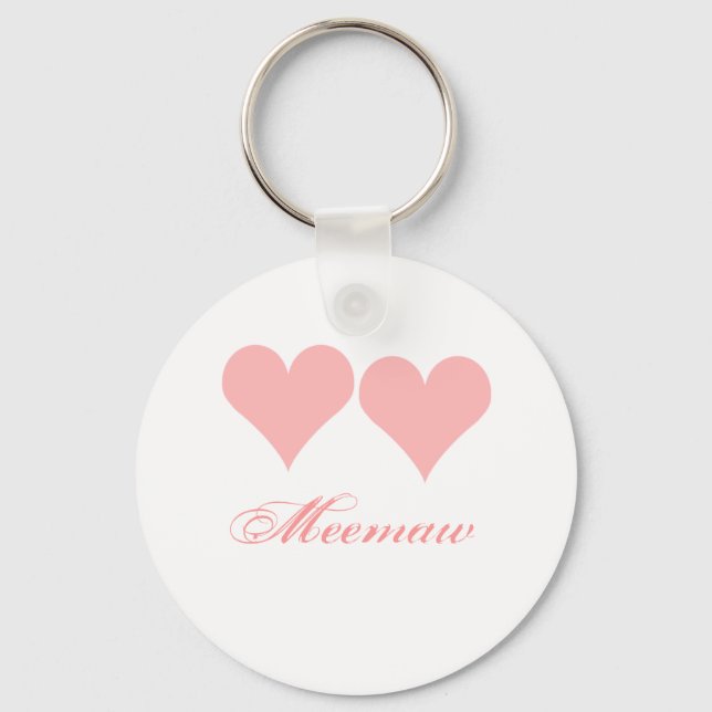 Meemaw Schlüsselkette mit rosa Herzen Schlüsselanhänger (Vorderseite)