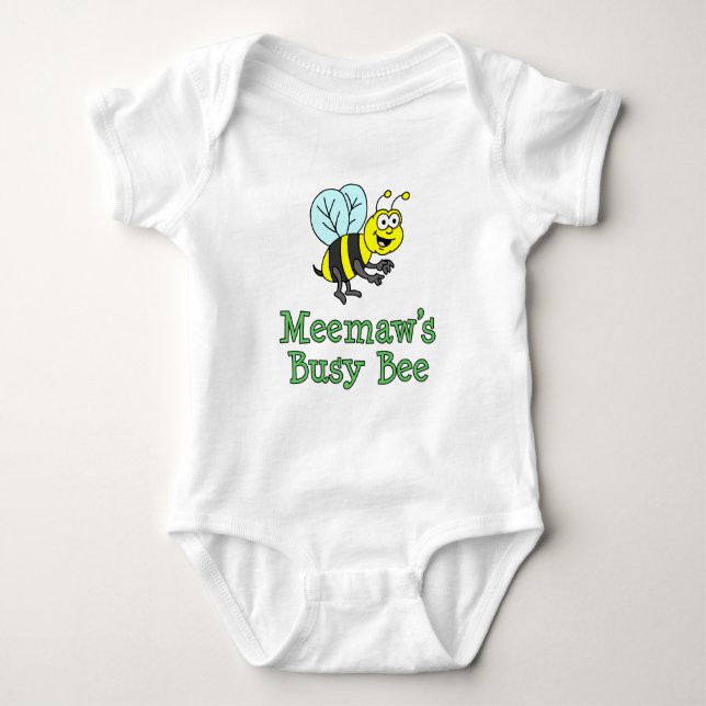 Meemaw's Besy Bee Niedlicher Cartoon Baby Strampler (Vorderseite)
