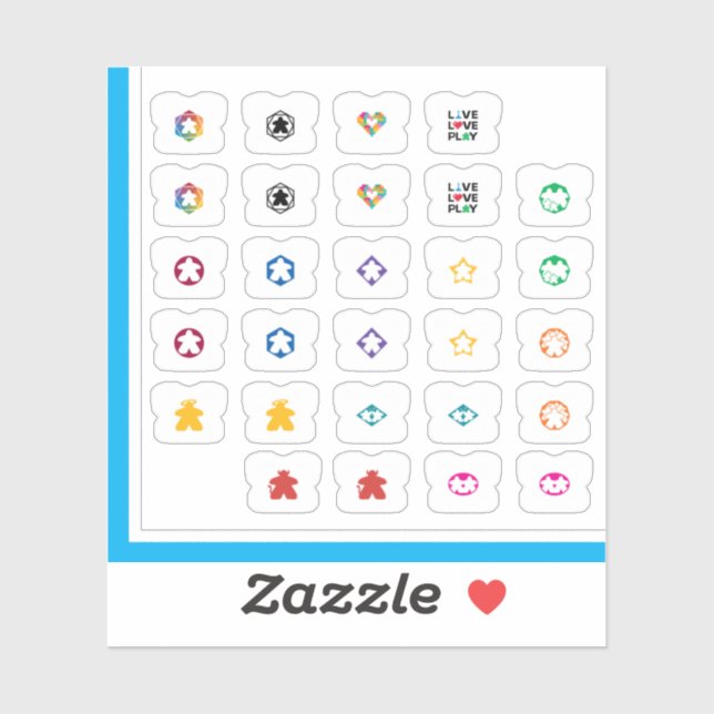 Meeple Tee Stickers - Variety Pack Aufkleber (Blatt)