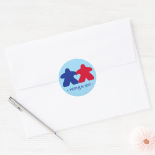 Meeples en amour, autocollants bleus et rouges