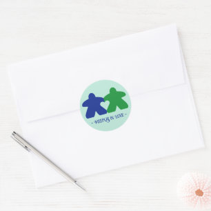 Meeples en amour, autocollants bleus et verts