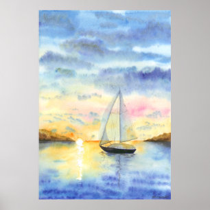 Meer bei Sonnenuntergang Poster