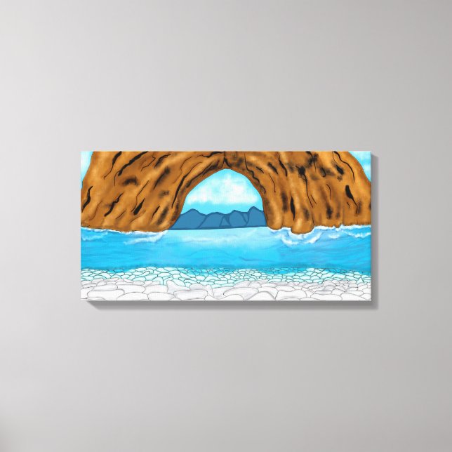 Meer, Canyon und Gebirge Digitale Kunst Leinwanddruck (Vorderseite)