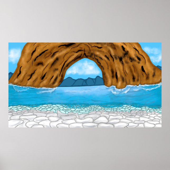 Meer, Canyon und Gebirge Digitale Kunst Poster (Vorne)