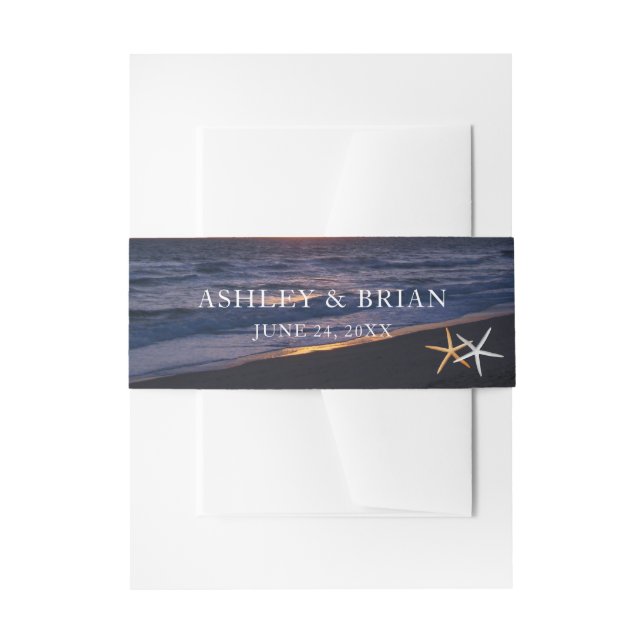Meer der Liebe | Beach Sunset Starfish Hochzeit Einladungsbanderole (Vorderseite Beispiel)