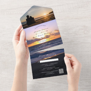 Meer der Liebe   Sonnenuntergang + Hochzeit Ihres  All In One Einladung