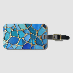 Meer der Wellen Blaue und goldene Mosaik-Fine-Art Gepäckanhänger