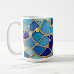 Meer der Wellen Blaue und goldene Mosaik-Fine-Art Kaffeetasse