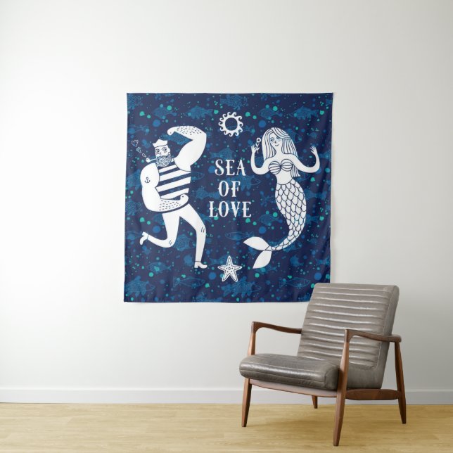 Meer des Liebe-Plakats Wandteppich (Beispiel (Horizontal))