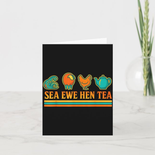 Meer Ewe Huhn Tee Lustiger Wortwitz Retro Stil  Karte (Vorderseite)