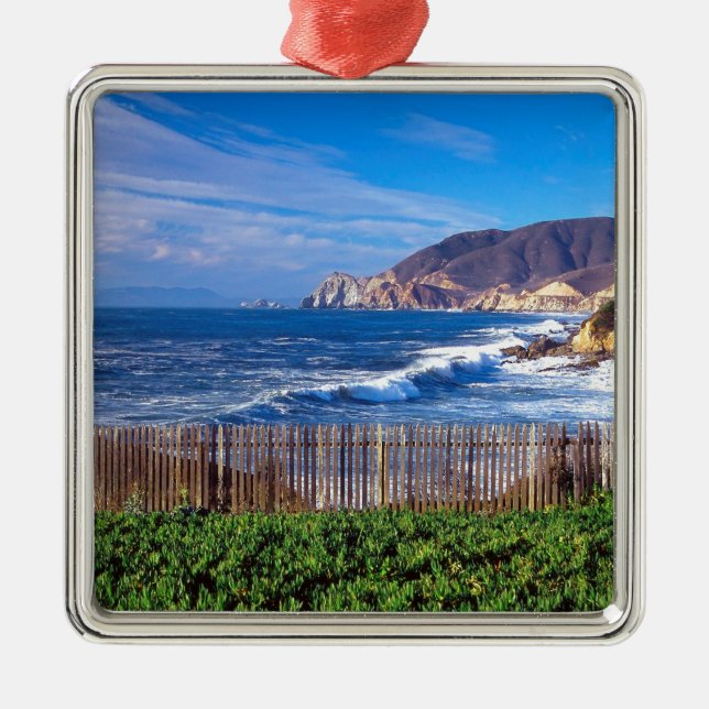 Meer Half Moon Bay Kalifornien Silbernes Ornament (Vorne)