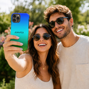 Meer & Himmel Blau und Grüner Farbverlauf Name hin Samsung Galaxy Hülle