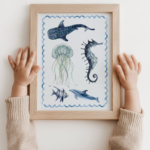 Meer Leben Ozean Kinderzimmer Blaues Wandkunstpost Poster