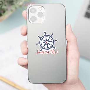 Meer Lebens Boot Rad Navy Blau Rot Namensaufkleber Aufkleber