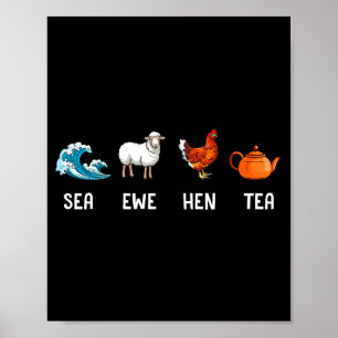 Meer Mutterschaf Henne Tee Lustiger Witz Spruch Zi Poster