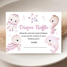 Meer Ozean Baby Shower Mädchen Rosa Windel Raffle