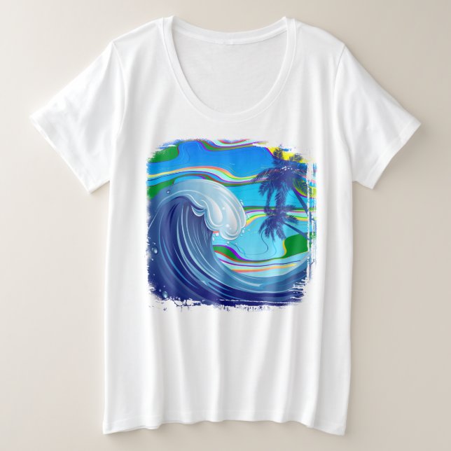 Meer Ozean große Wellenwasser Große Größe T-Shirt (Design vorne)