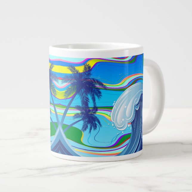 Meer Ozean große Wellenwasser Jumbo-Tasse (Vorderseite Rechts)