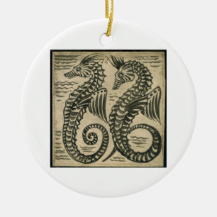 Meer-Pferd (w/c auf Papier) Keramikornament