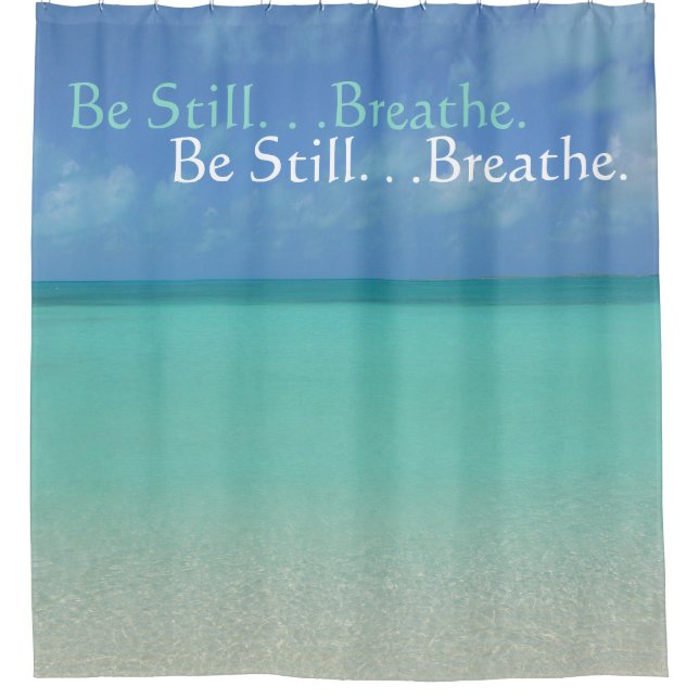 "MEER, SAND UND SKY/BE NOCH...BREATHE." DUSCHVORHANG (Vorderseite)