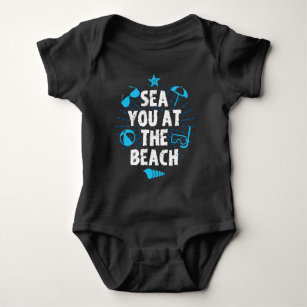 Meer Sie am Strand-Ozean-Schwimmer-Ferien-Strand Baby Strampler