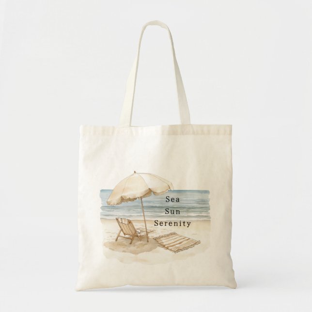 Meer Sonne Serenity Strand Schirm Muscheln Herz Tragetasche (Vorne)