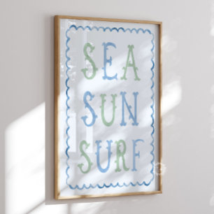 Meer Sonne Surf Kinderzimmer Blau Wandkunst Poster