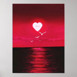 Meer Sonnenuntergang Liebe Poster Romantisch - Ihr