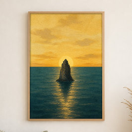Meer-Stack-Sonnenaufgang-Aquarell-Küstenkunstposte Poster