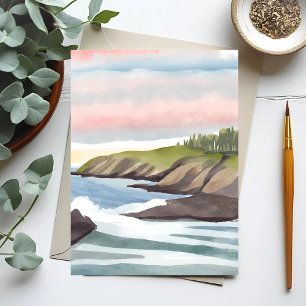 Meer Strand Küsten-Wasserfarbenmalerei Postkarte