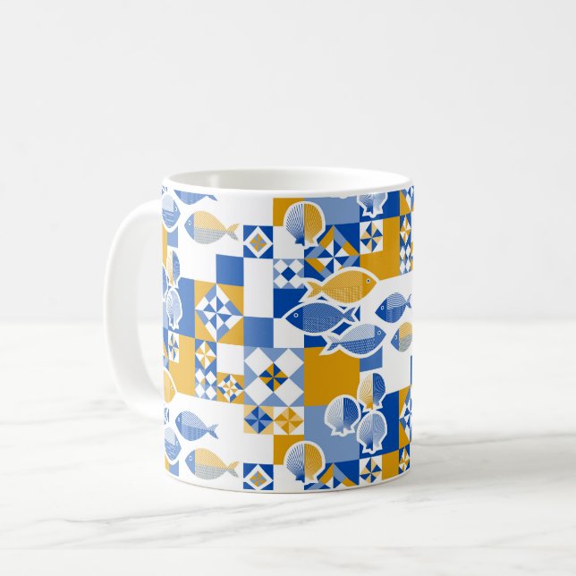 Meer und Fliesen Kaffeetasse (Vorderseite Links)