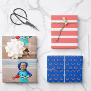 Meer und Grüße Costal Blue Coral Foto Geschenkpapier Set