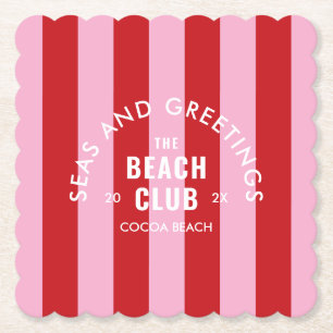 Meer und Grüße Der Beach Club Rosa Streifen Untersetzer