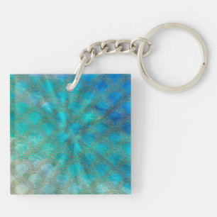 Meer- und Meerjungenskala in Aqua und Gold Schlüsselanhänger