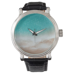 Meer und Strand aus der Höhe Coole abstrakte Kunst Armbanduhr