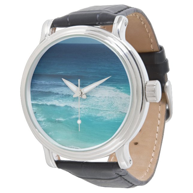 Meer von Cancun Mexiko Armbanduhr (Schrägansicht)