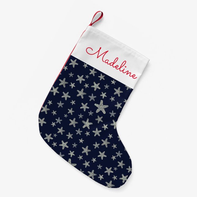Meer von Starfish Pattern| Name hinzufügen Kleiner Weihnachtsstrumpf (Vorderansicht (hängend))