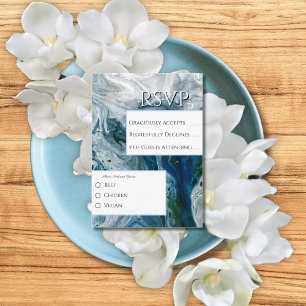 Meerblaue Alkohol-Tinte-Farbe Elegante Hochzeit Begleitkarte