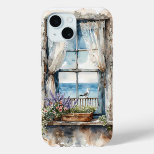 Meerblick aus dem Fenster Aquarell-Küstenlandschaf Case-Mate iPhone Hülle