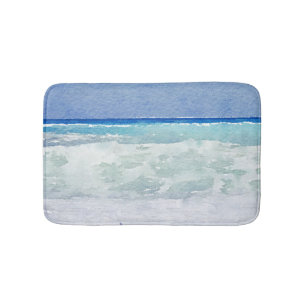 Meerblick-Blau und Aqua-Aquarell Badematte