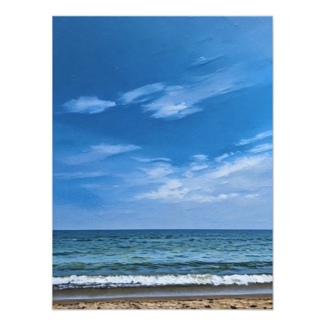 Meerblick mit blauem Himmel und sanften Wellen Fotodruck (Vorne)